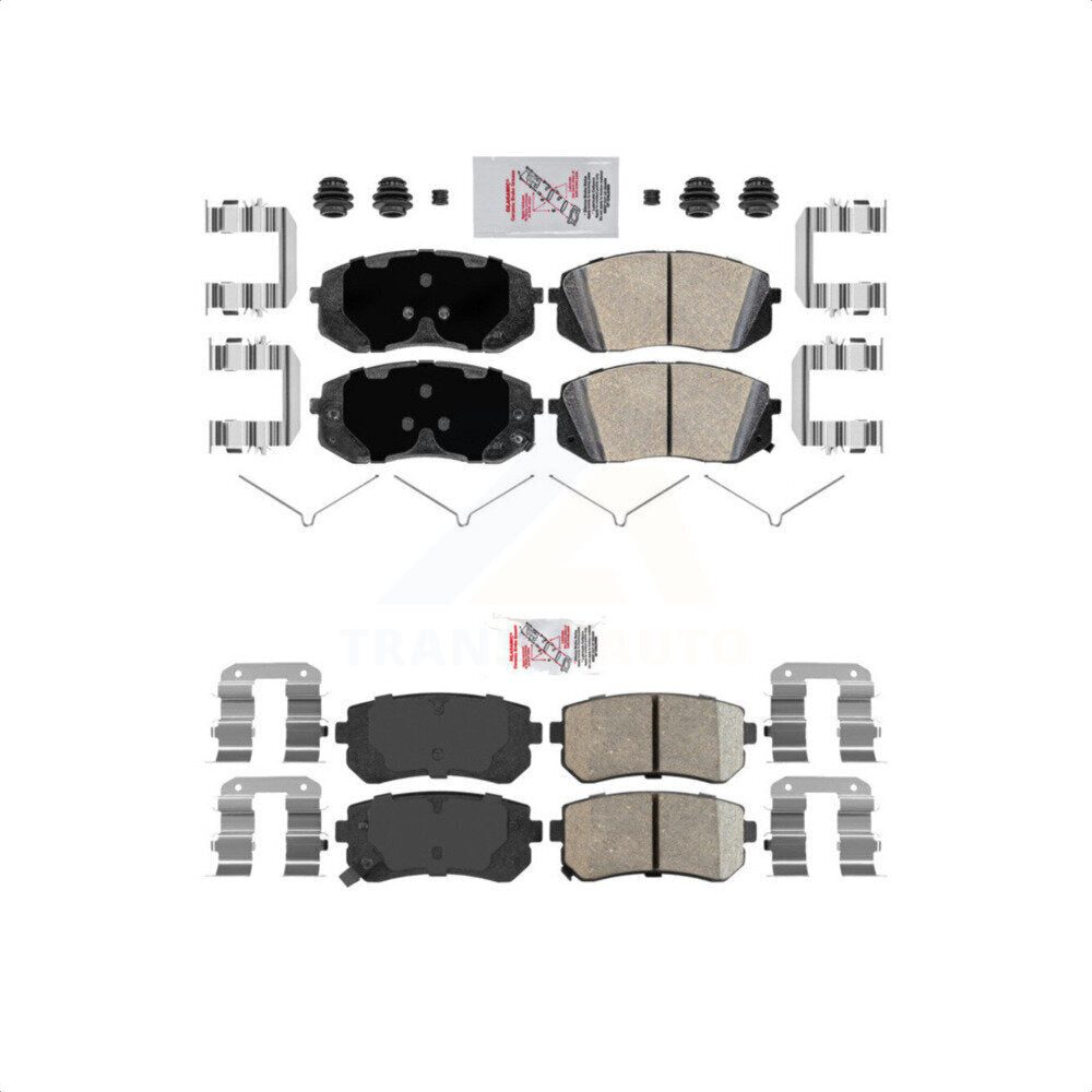 AmeriBRAKES Front Rear Ceramic Disc Brake Pads Kit For 2015-2016 Hyundai Sonata GAS engine With Manual Parking KNF-101676