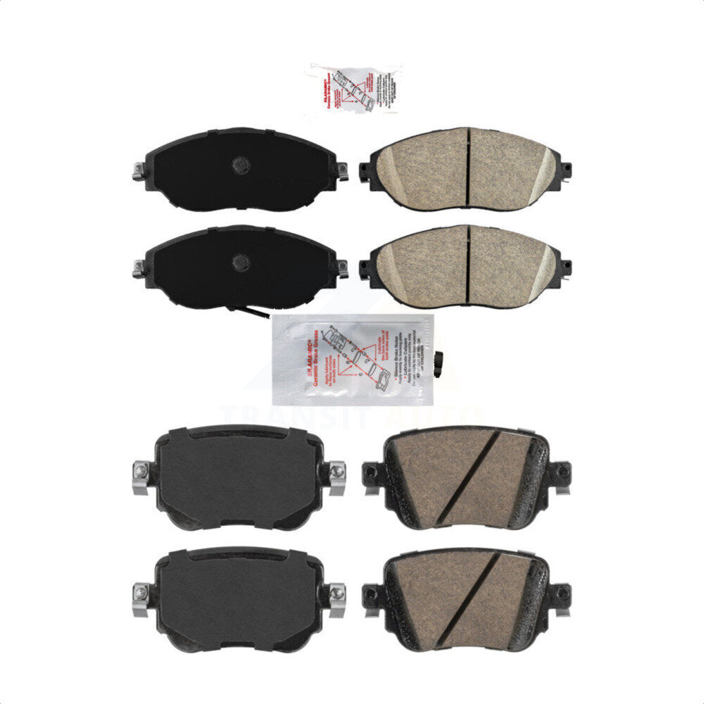 AmeriBRAKES Front Rear Ceramic Disc Brake Pads Kit For 2015 Volkswagen Golf GAS engine R Model KNF-101769