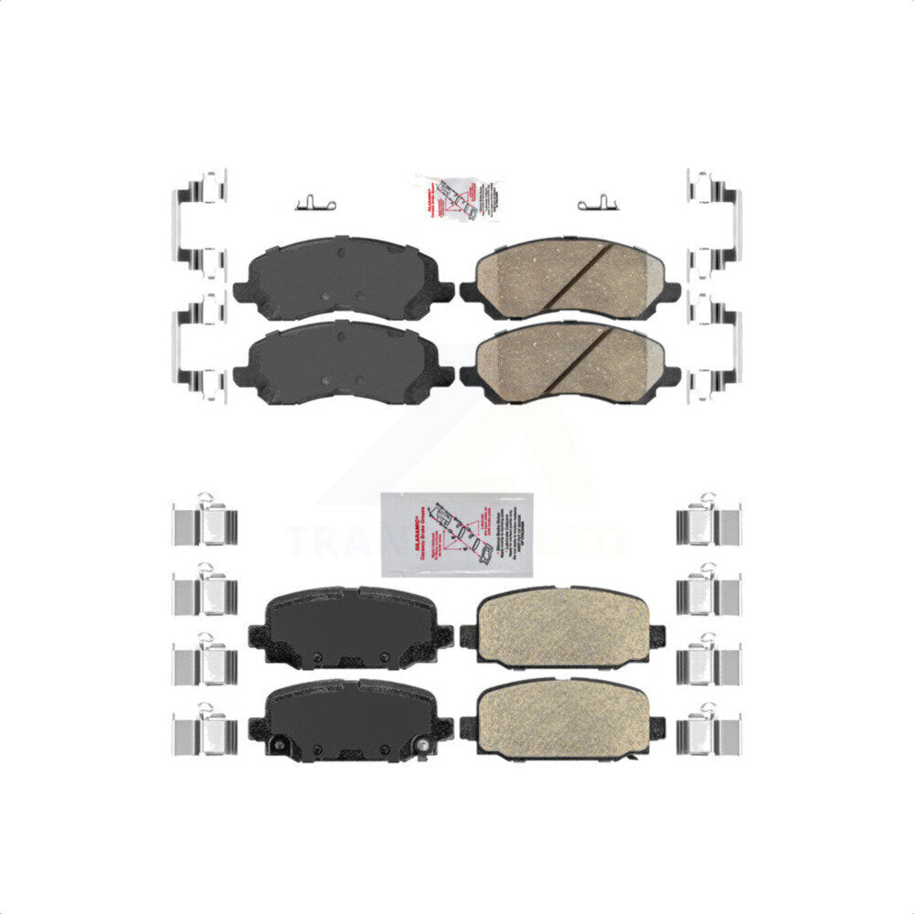 AmeriBRAKES Front Rear Ceramic Disc Brake Pads Kit For 2017 Jeep Compass With Code BR3 KNF-101516