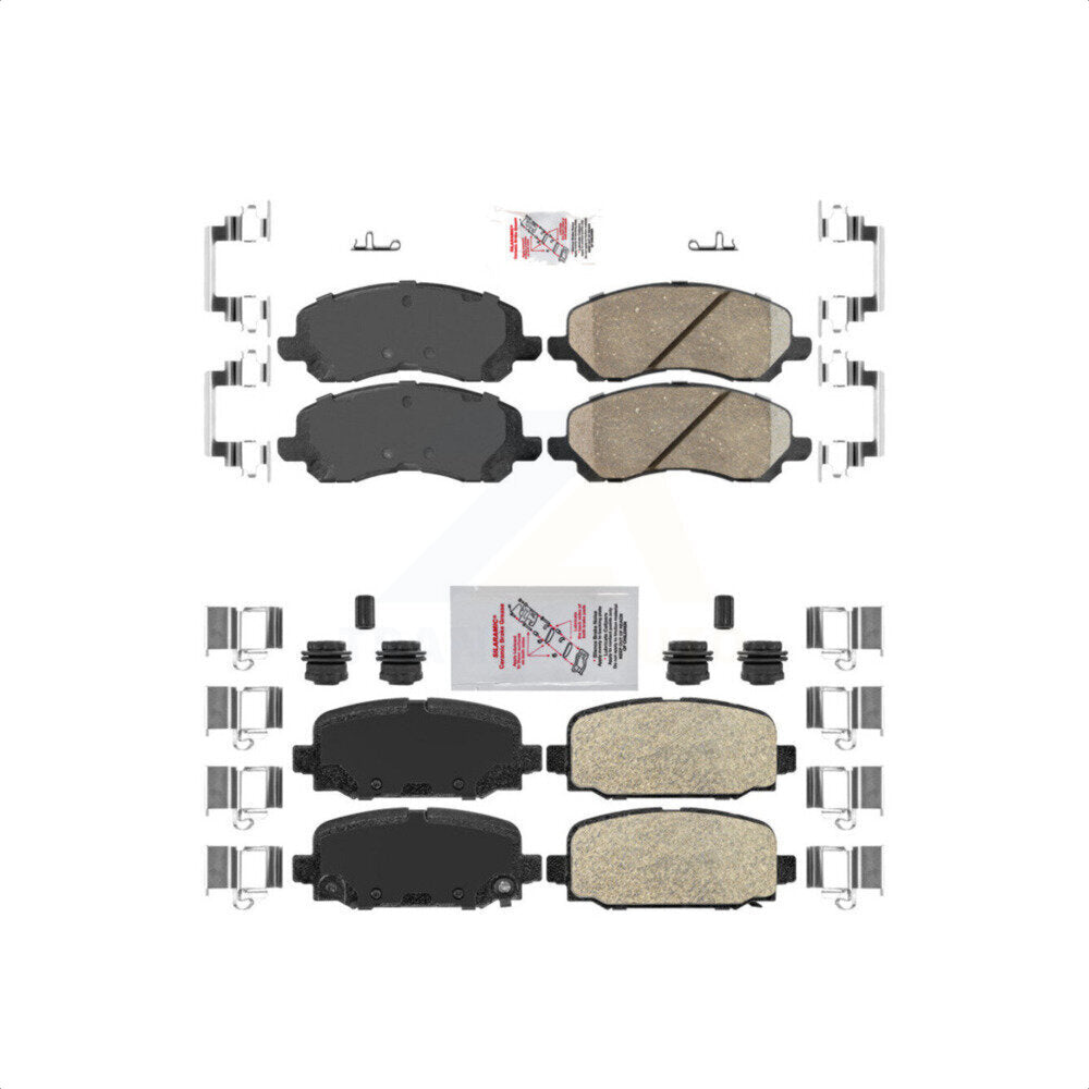 AmeriBRAKES Front Rear Ceramic Disc Brake Pads Kit For 2017 Jeep Compass With Code BR3 KNF-101517