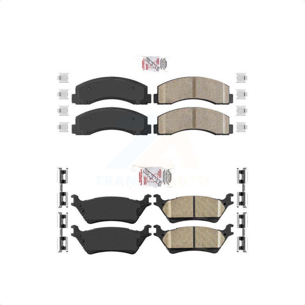 AmeriBRAKES Front Rear Ceramic Disc Brake Pads Kit For 2018-2020 Ford F-150 With Manual Parking KNF-101181