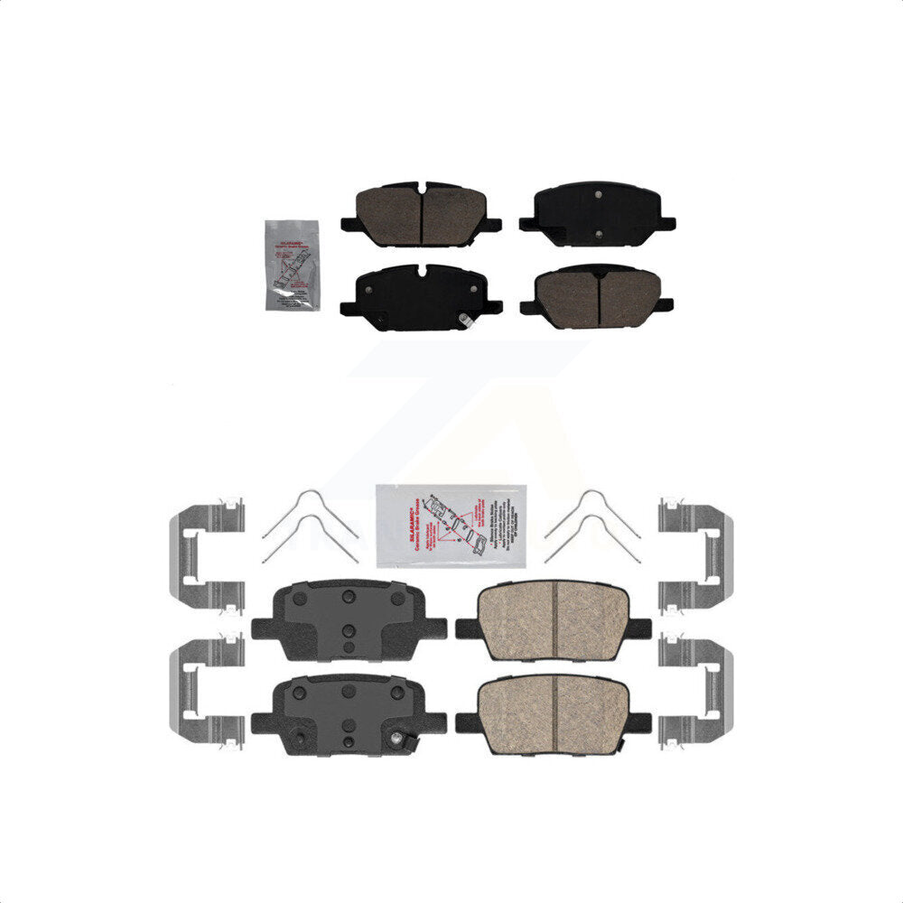 AmeriBRAKES Front Rear Ceramic Disc Brake Pads Kit For 2021-2022 Chevrolet Camaro LT LS with 2.0L KNF-101597