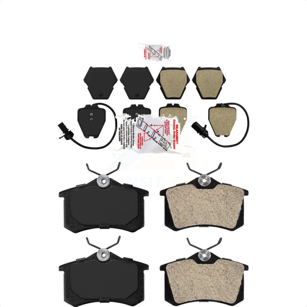 AmeriBRAKES Front Rear Semi-Metallic Disc Brake Pads Kit For 2004 Audi A6 Quattro With 321mm Diameter Rotor KNF-100455
