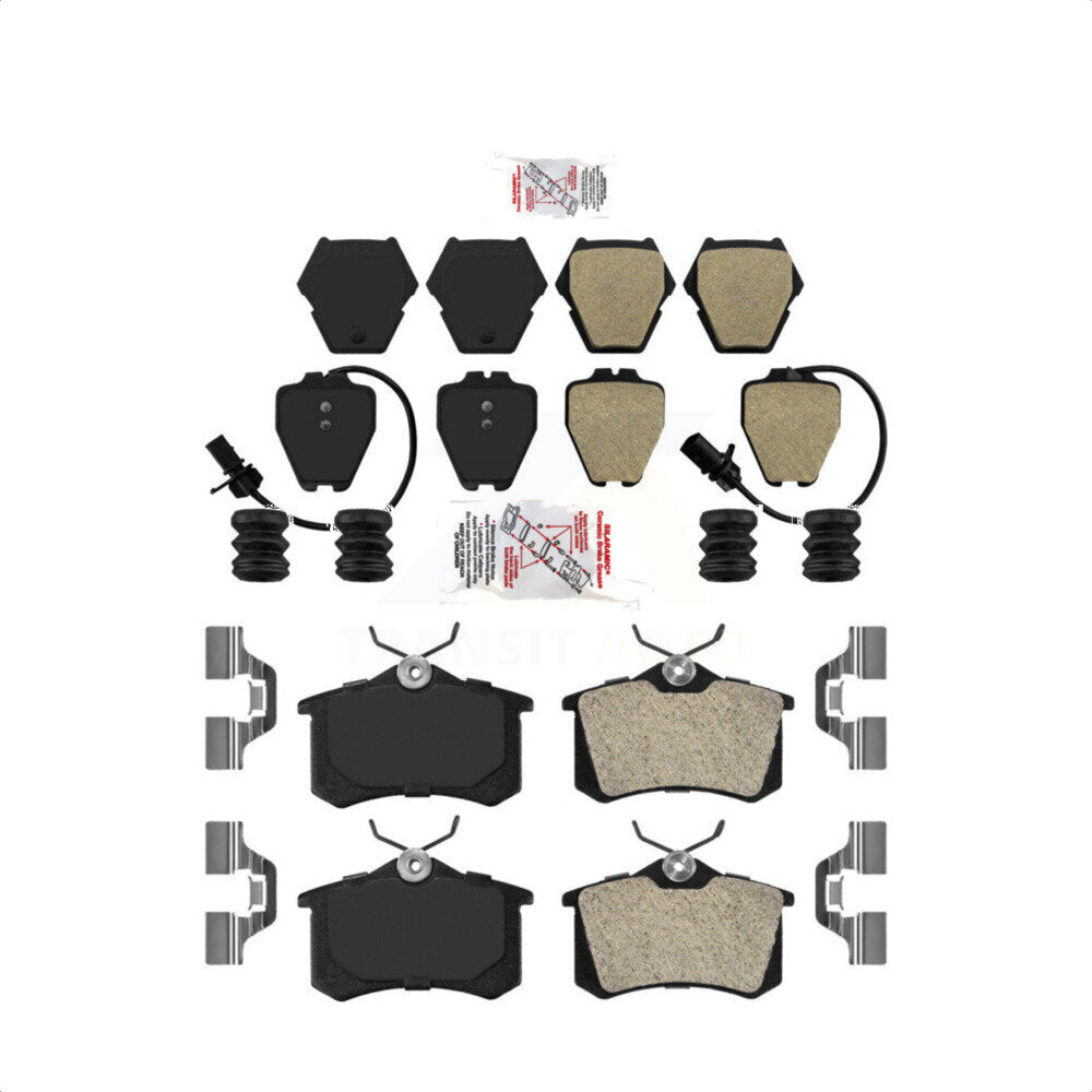 AmeriBRAKES Front Rear Semi-Metallic Disc Brake Pads Kit For 2004 Audi A6 Quattro With 321mm Diameter Rotor KNF-101691