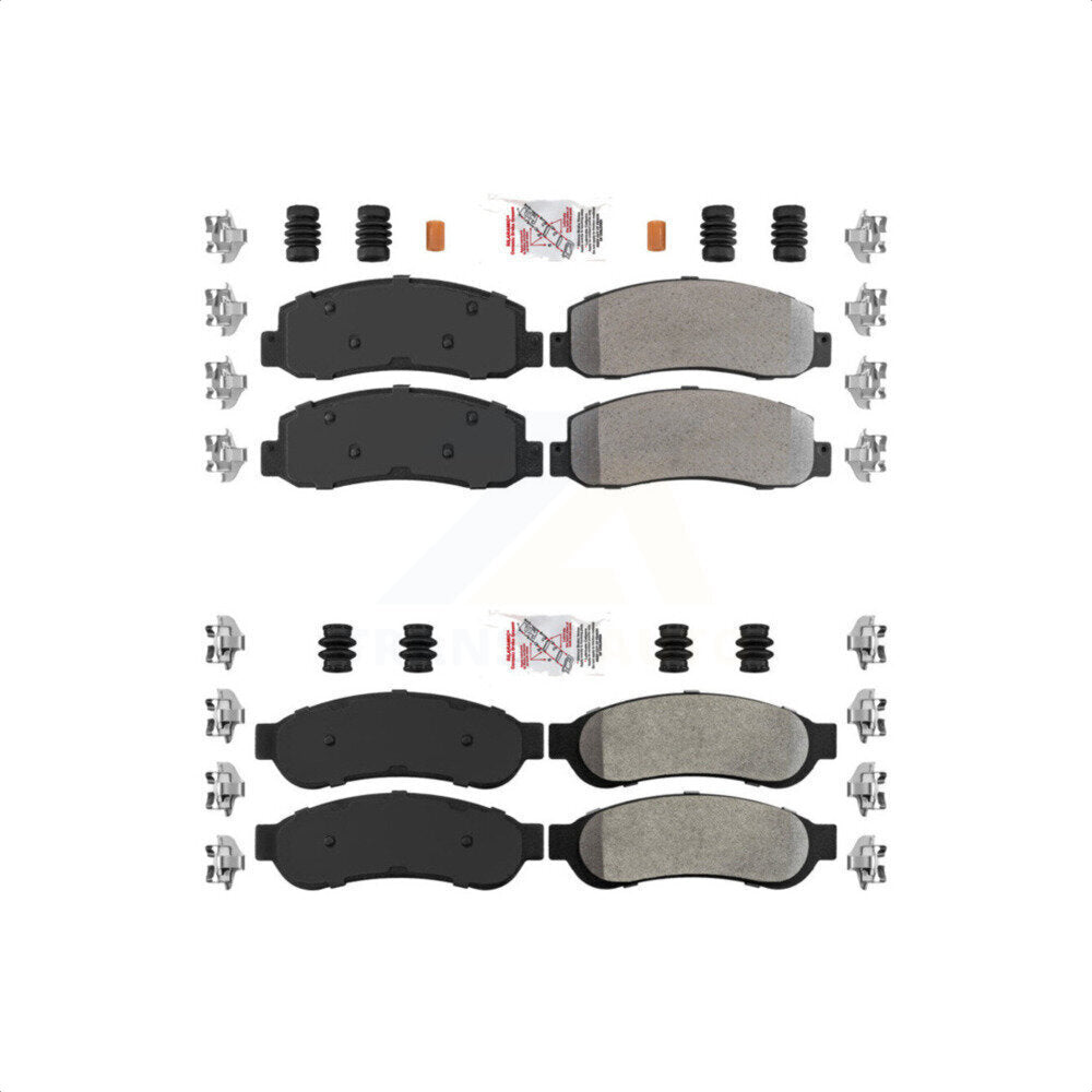 AmeriBRAKES Front Rear Semi-Metallic Disc Brake Pads Kit For 2005-2007 Ford F-350 Super Duty With Dual Wheels KNF-100816