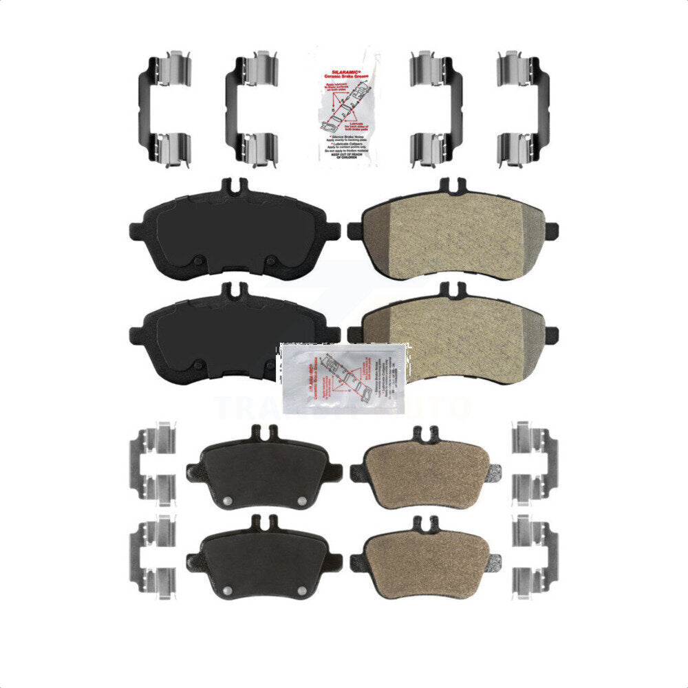 AmeriBRAKES Front Rear Semi-Metallic Disc Brake Pads Kit For 2012-2015 Mercedes-Benz SLK250 Without Sport Package KNF-100890