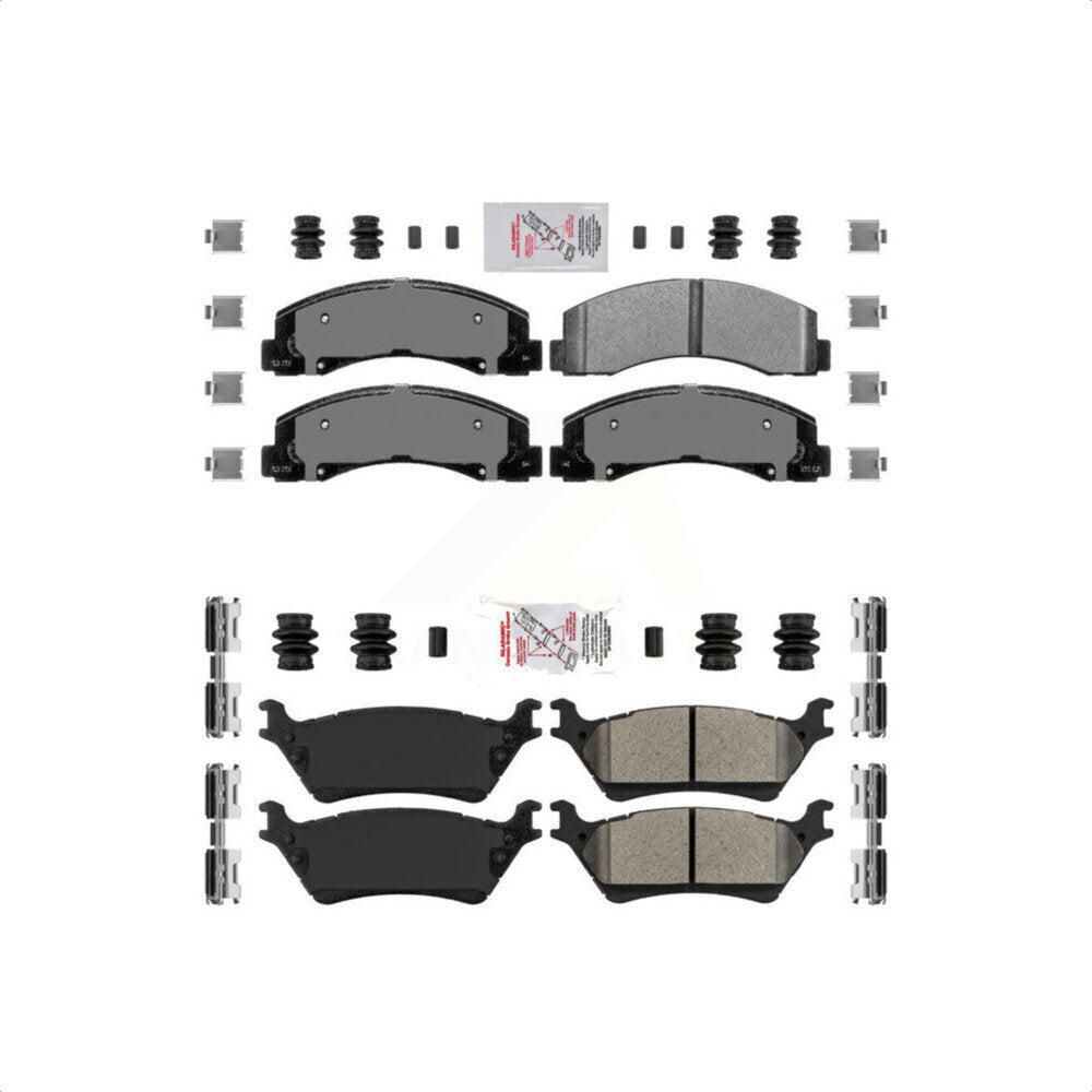 AmeriBRAKES Front Rear Semi-Metallic Disc Brake Pads Kit For 2018-2020 Ford F-150 With Manual Parking KNF-101177