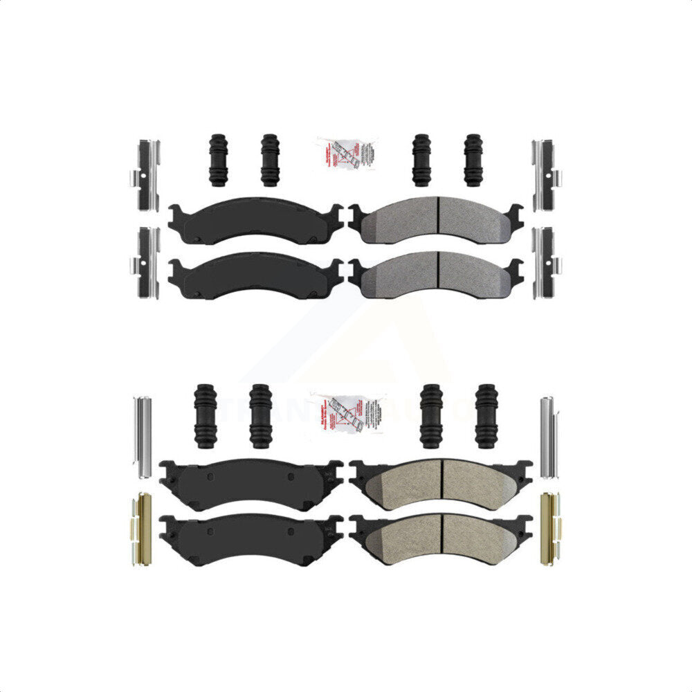 AmeriBRAKES Front Rear Semi-Metallic Disc Brake Pads Kit For Ford E-350 Super Duty E-250 Econoline Club Wagon KNF-100458