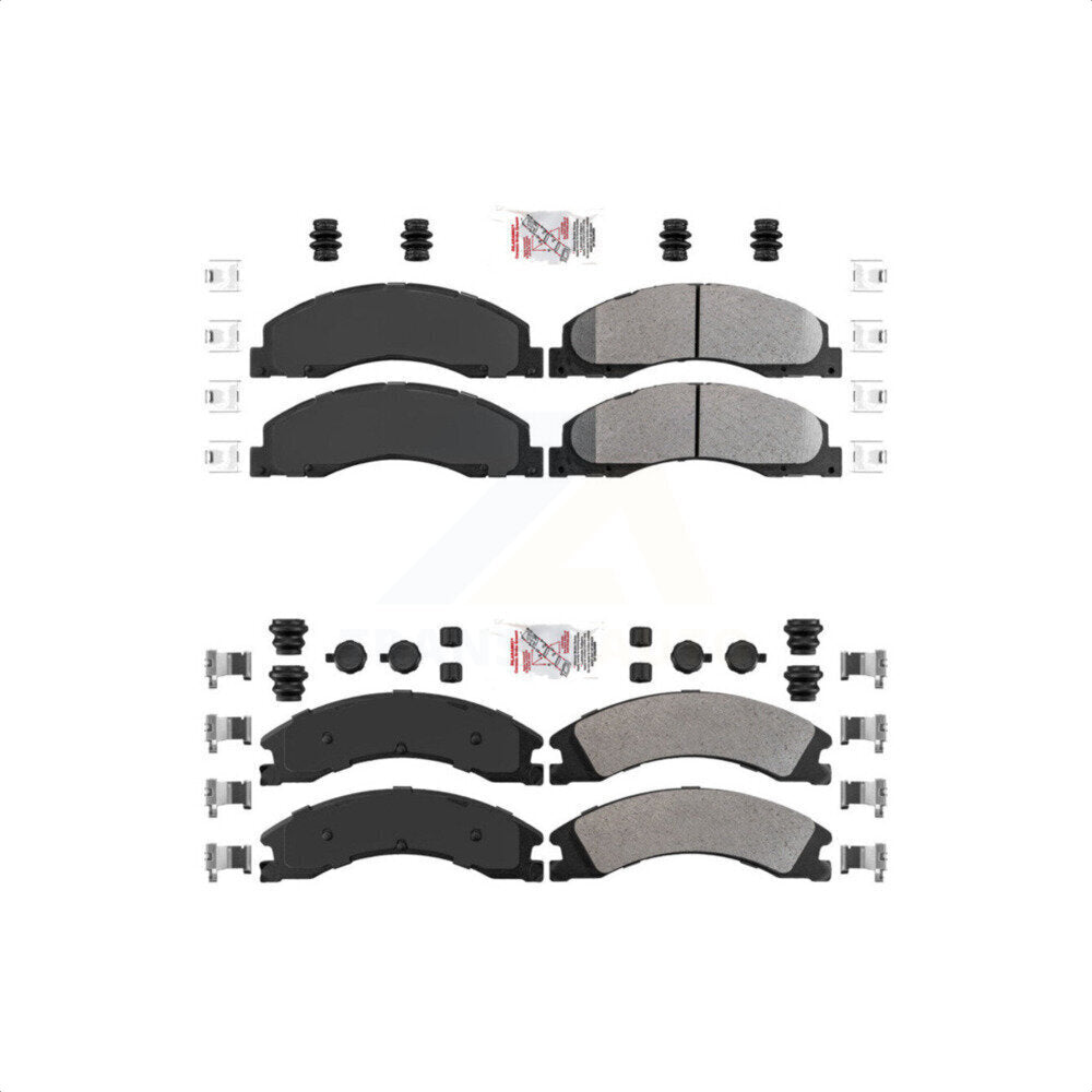 AmeriBRAKES Front Rear Semi-Metallic Disc Brake Pads Kit For Ford E-450 Super Duty KNF-101316