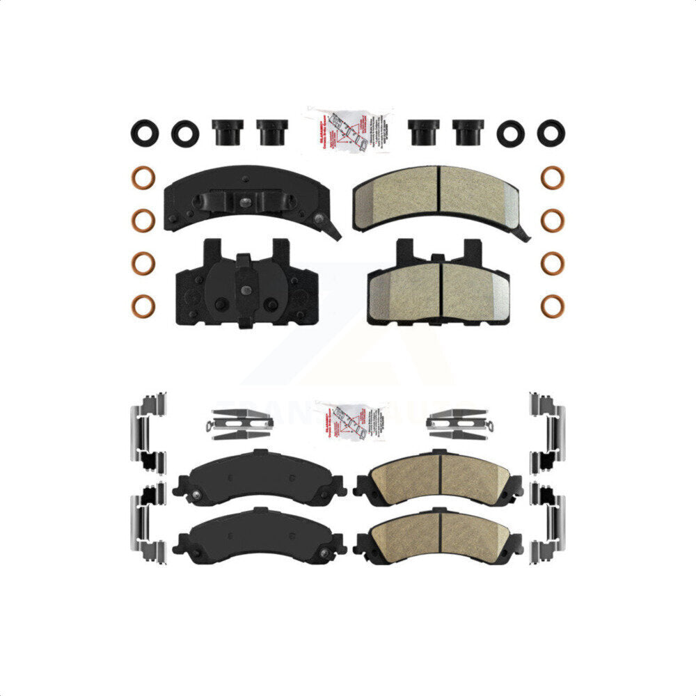 AmeriBRAKES Front Semi-Metallic Rear Ceramic Disc Brake Pads Kit For 2000 GMC Yukon Drum rear brakes With Dual Piston Caliper KNF-101630