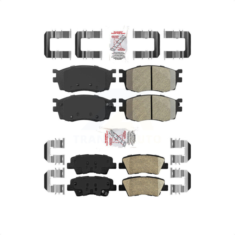 AmeriBRAKES Front Semi-Metallic Rear Ceramic Disc Brake Pads Kit For 2011 Hyundai Accent KNF-101711