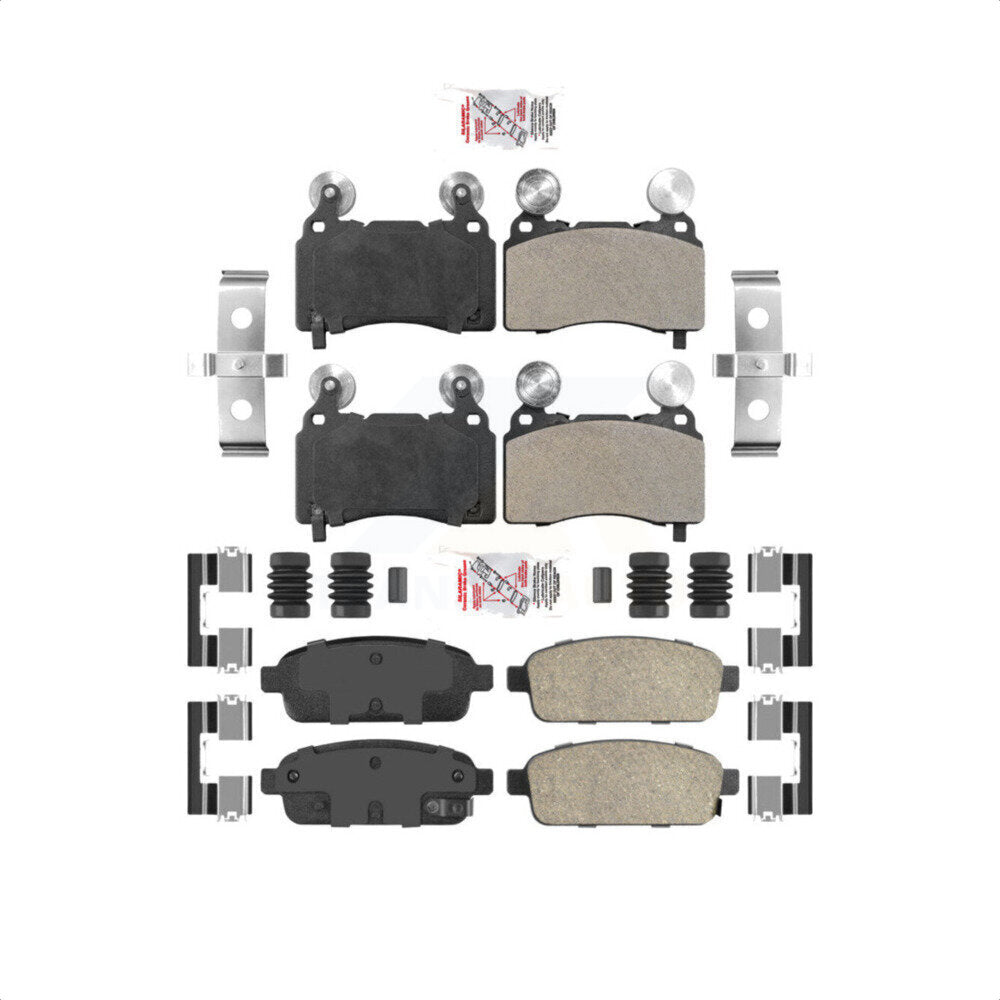 AmeriBRAKES Front Semi-Metallic Rear Ceramic Disc Brake Pads Kit For 2016 Cadillac ELR With Performance Brakes KNF-101545