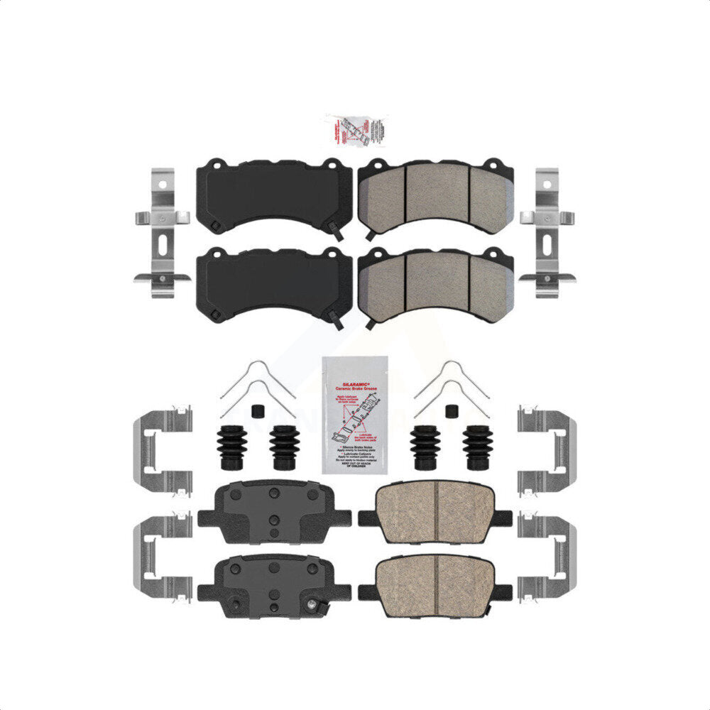 AmeriBRAKES Front Semi-Metallic Rear Ceramic Disc Brake Pads Kit For Chevrolet Camaro With 6 Piston Brembo Calipers KNF-101543