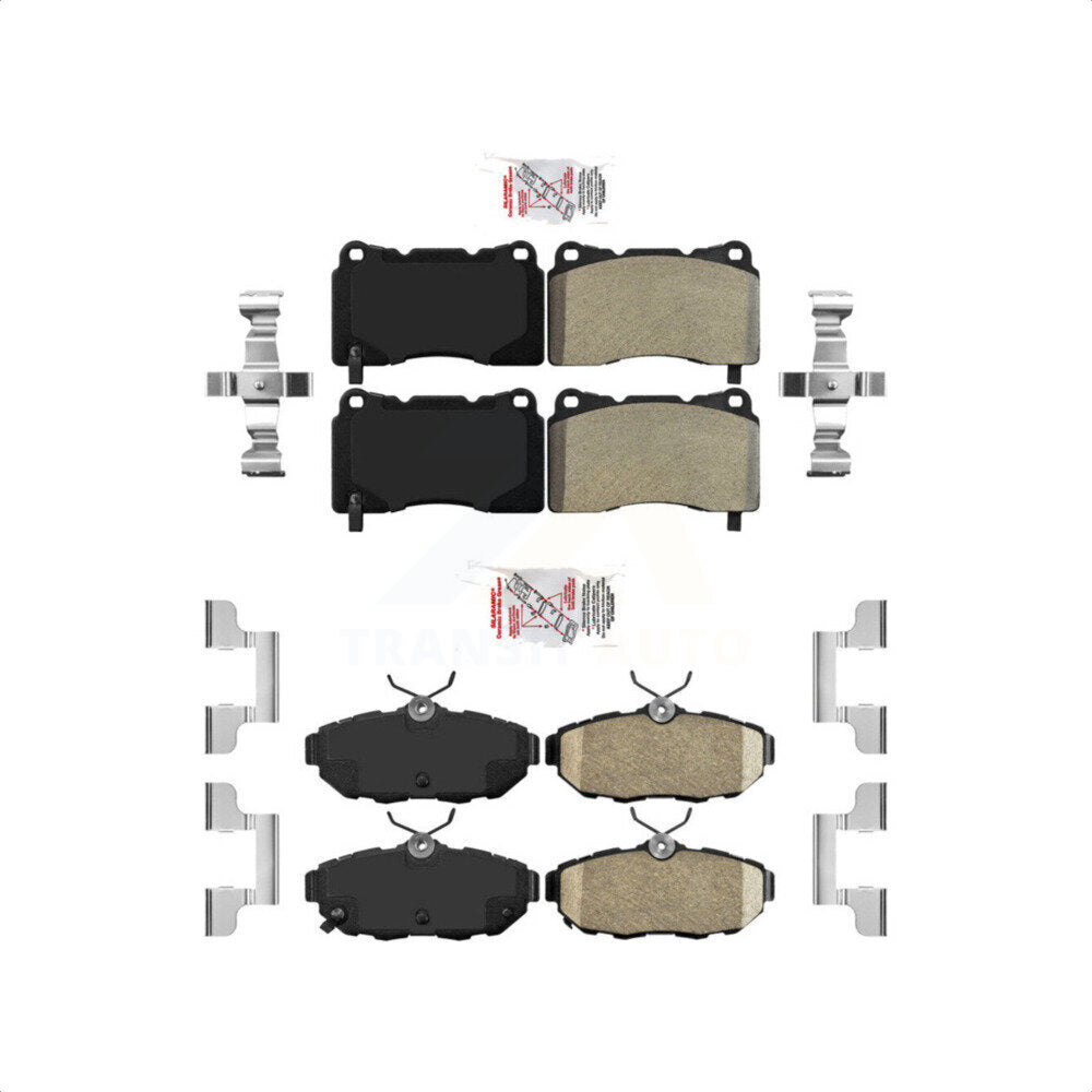 AmeriBRAKES Front Semi-Metallic Rear Ceramic Disc Brake Pads Kit For Ford Mustang KNF-101664