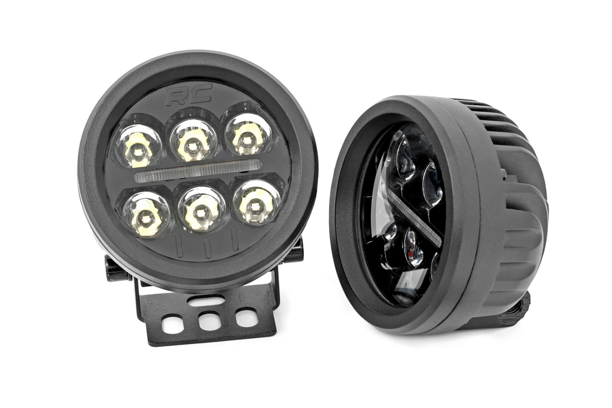Black Series Round LED Light Pair | 3.5 Inch | Amber DRL