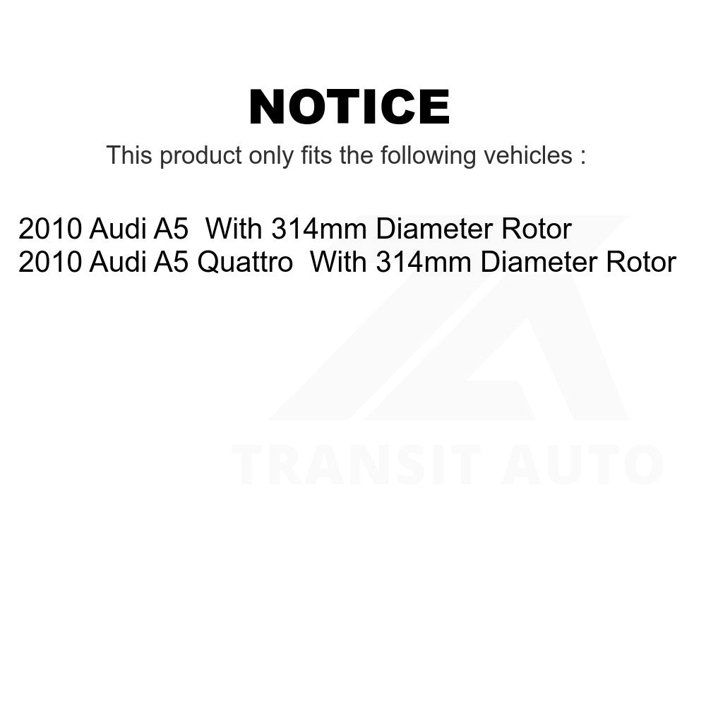 Front Ceramic Disc Brake Pads TEC-1535 For 2010-2010 Audi A5 Quattro With 314mm Diameter Rotor