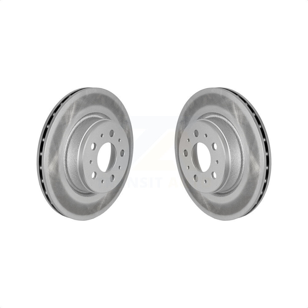 Front Coated Disc Brake Rotors Pair For 2017-2022 Tesla 3 With Gray Painted Calipers KG-101721