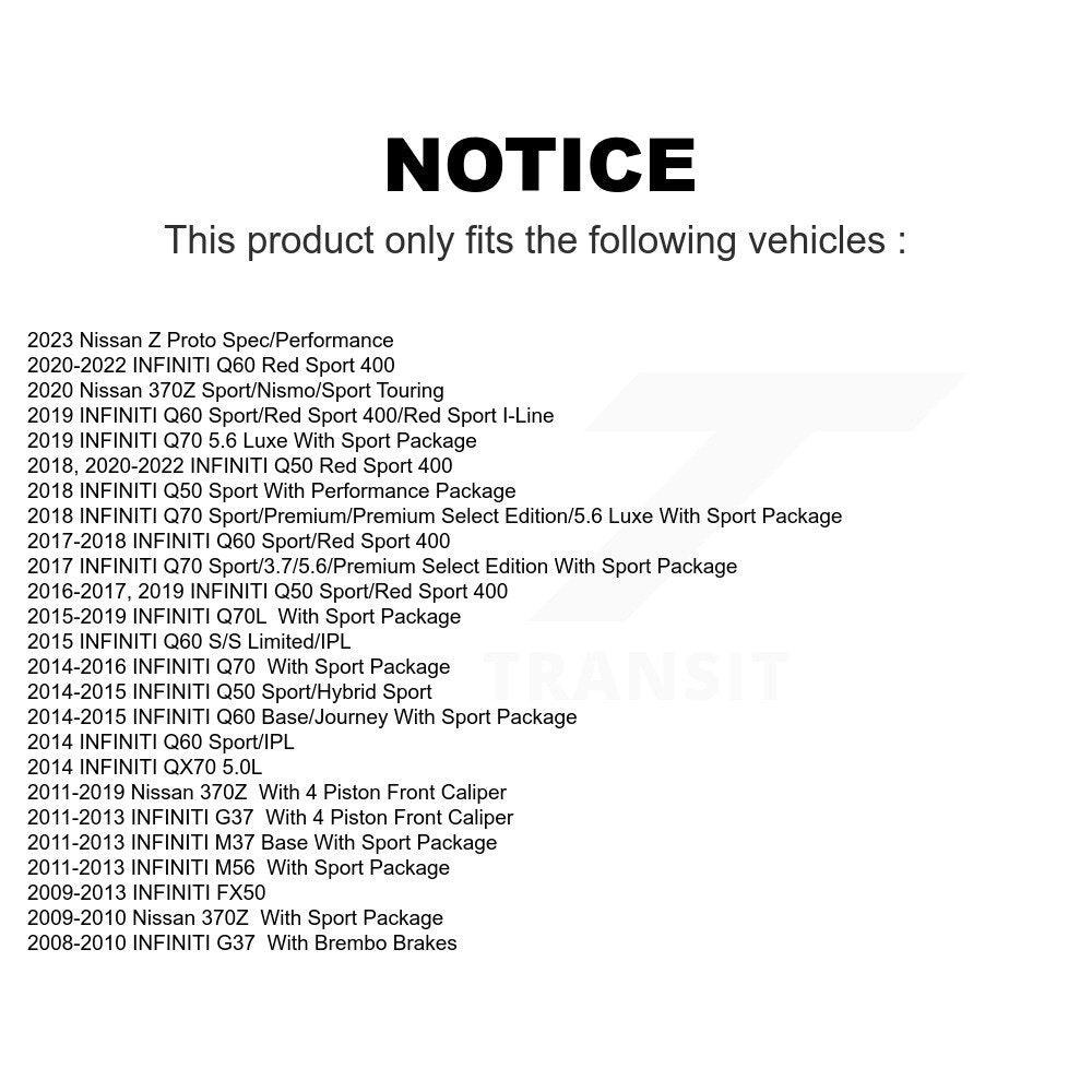 Front Coated Disc Brake Rotors Pair For INFINITI G37 Q50 Nissan 370Z Q60 M37 Q70 Q70L QX70 M56 FX50 Z KG-100298