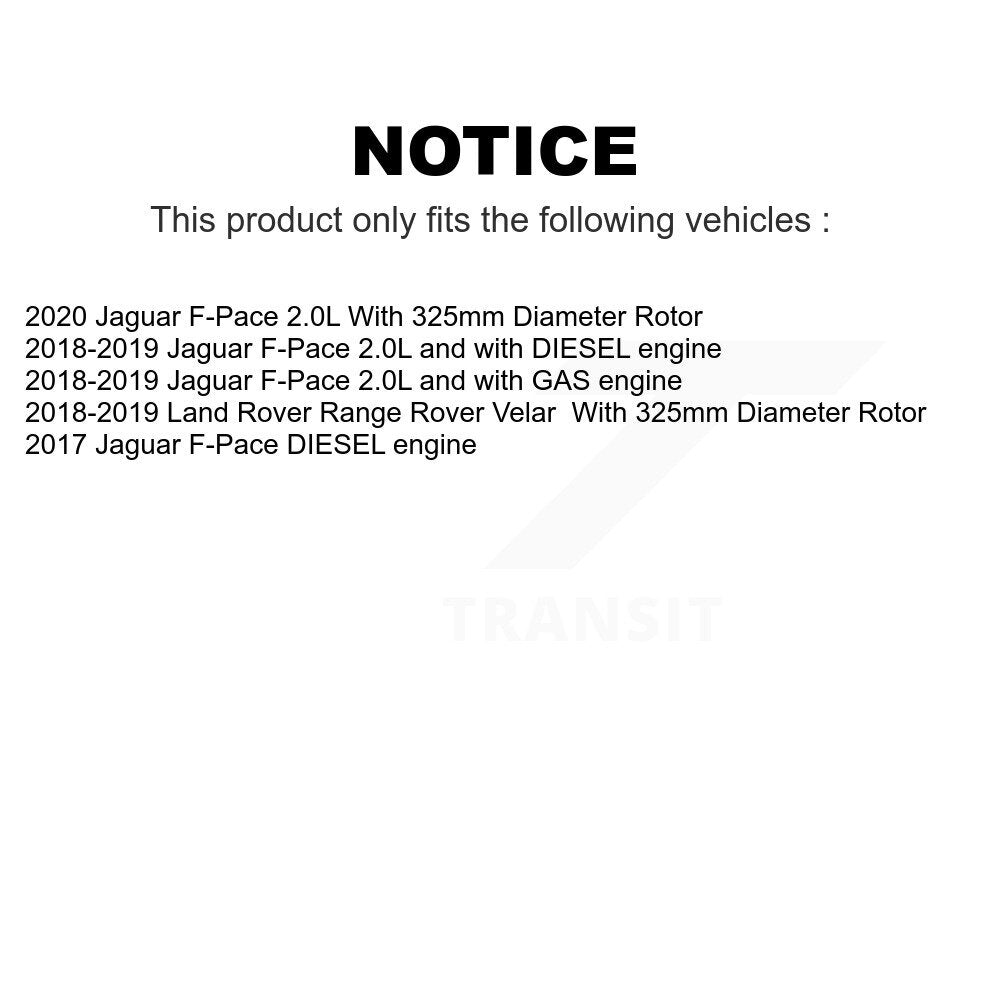 Front Coated Disc Brake Rotors Pair For Jaguar F-Pace Land Rover Range Velar KG-101596