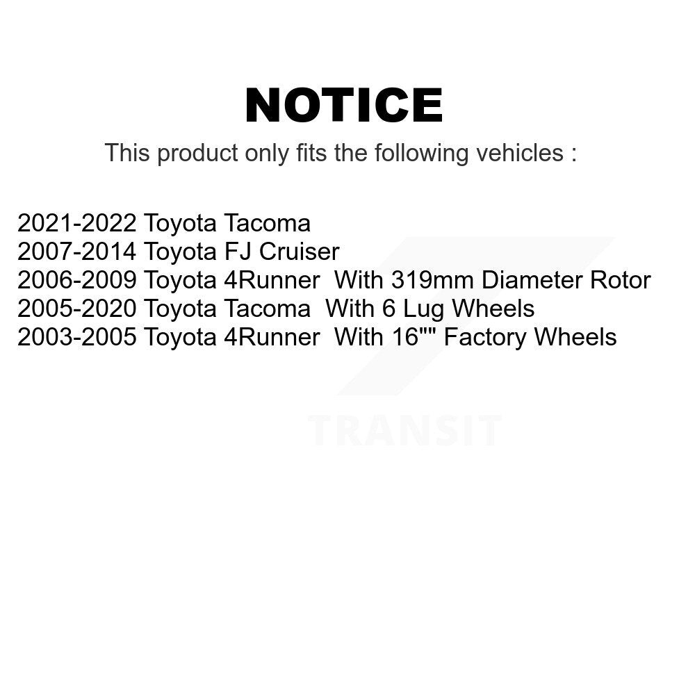 Front Coated Disc Brake Rotors Pair For Toyota Tacoma 4Runner FJ Cruiser KG-100300