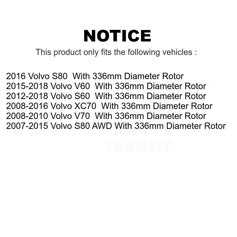 Front Coated Disc Brake Rotors Pair For Volvo S60 XC70 S80 V60 V70 With 336mm Diameter Rotor KG-101516