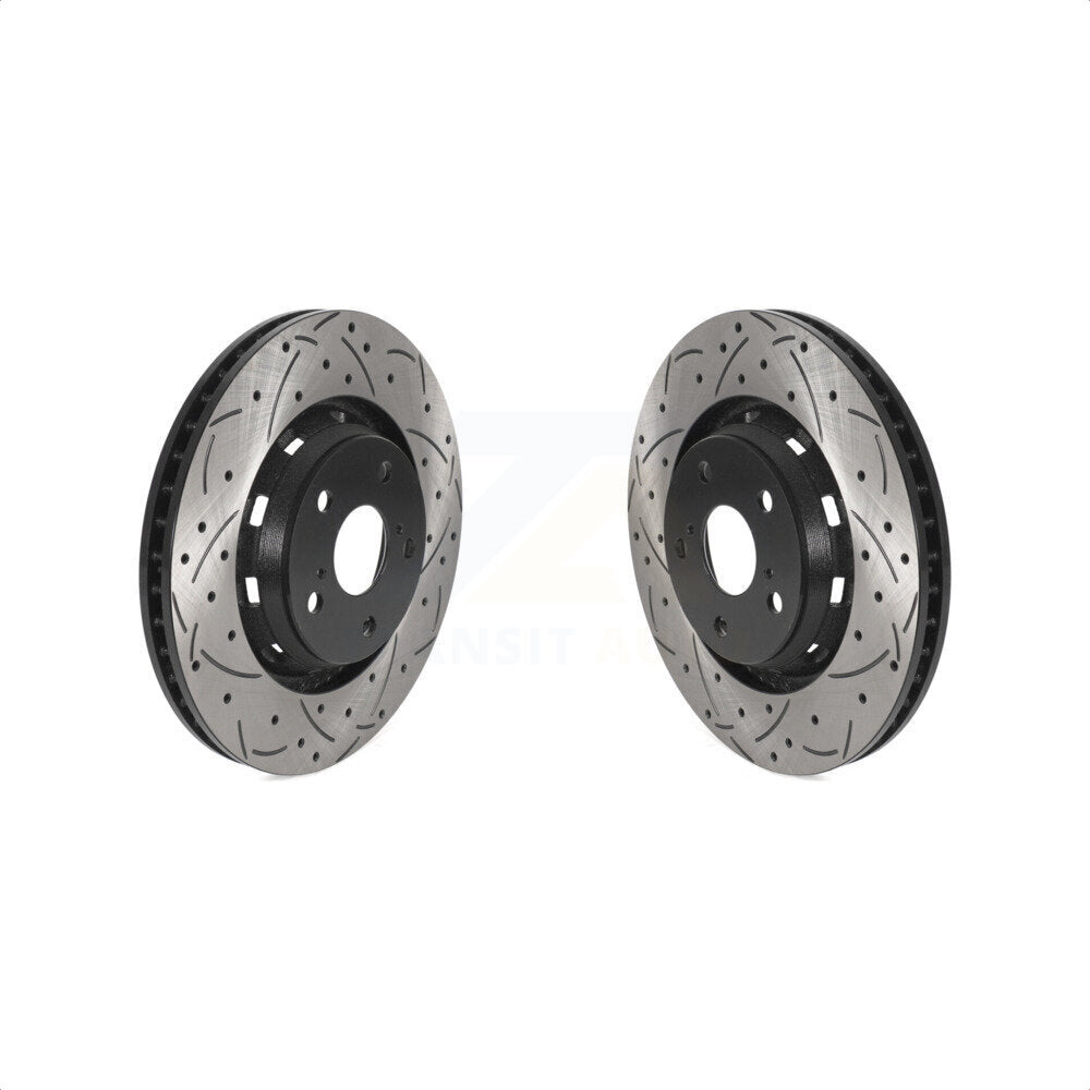 Front Coated Drilled Slotted Disc Brake Rotors Pair For 2009-2016 Toyota Venza KD-100444