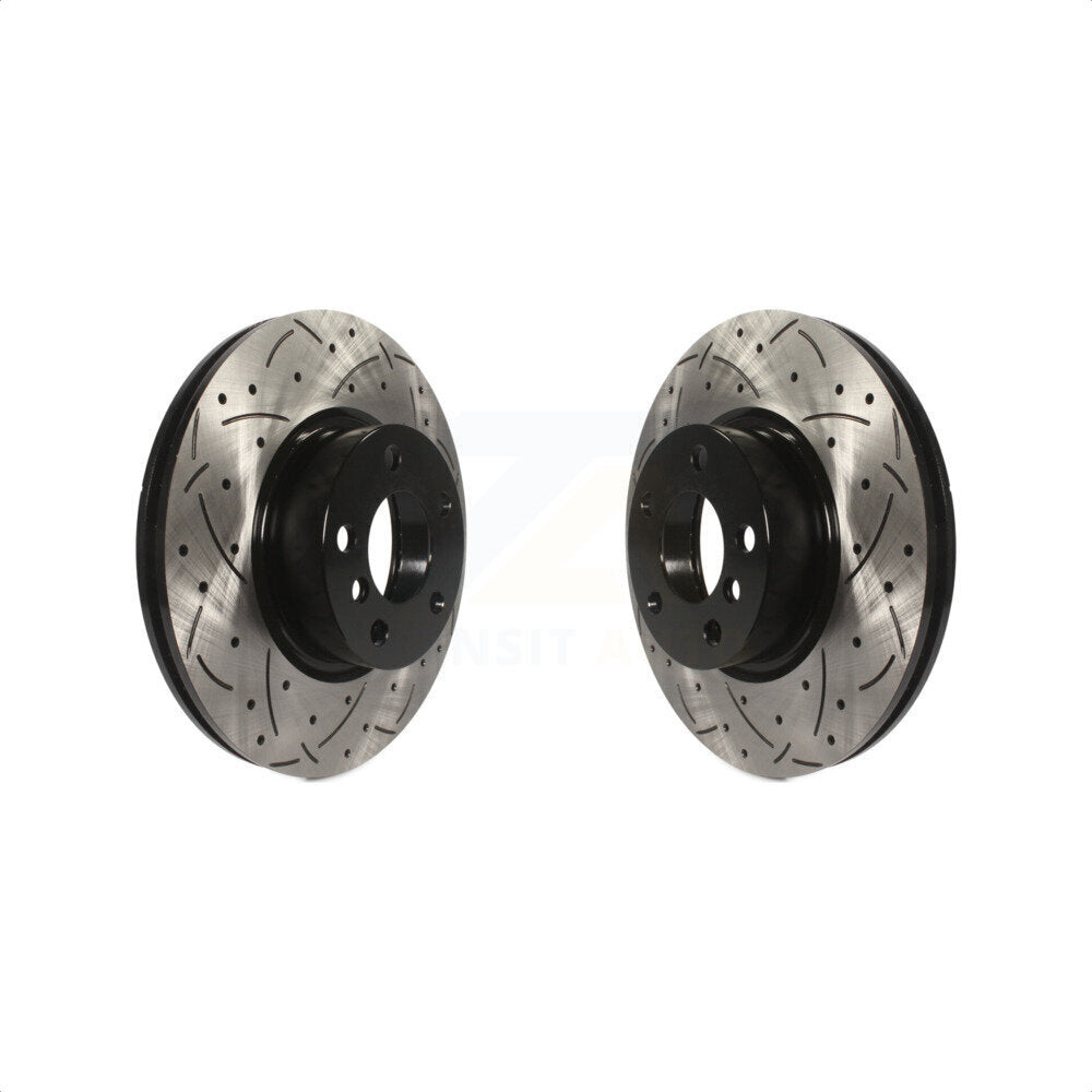 Front Coated Drilled Slotted Disc Brake Rotors Pair For BMW X3 X4 KD-100079