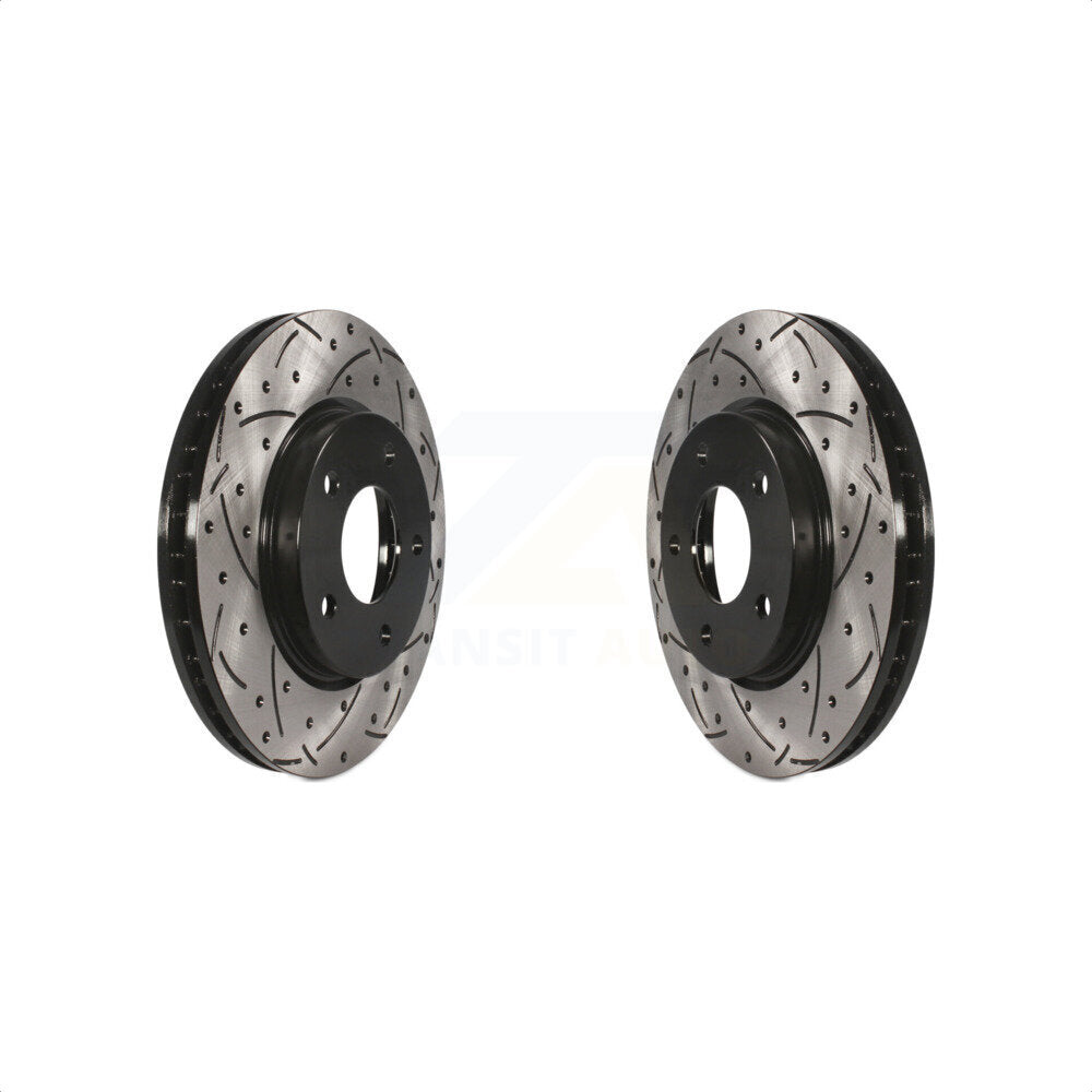 Front Coated Drilled Slotted Disc Brake Rotors Pair For Dodge Caliber Mitsubishi Lancer KD-100028