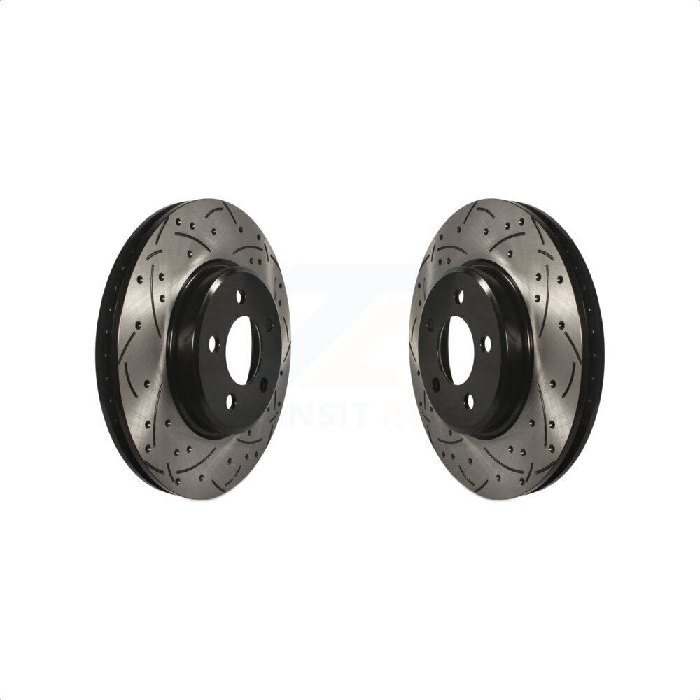 Front Coated Drilled Slotted Disc Brake Rotors Pair For Dodge Charger Chrysler 300 Challenger Magnum KD-100026