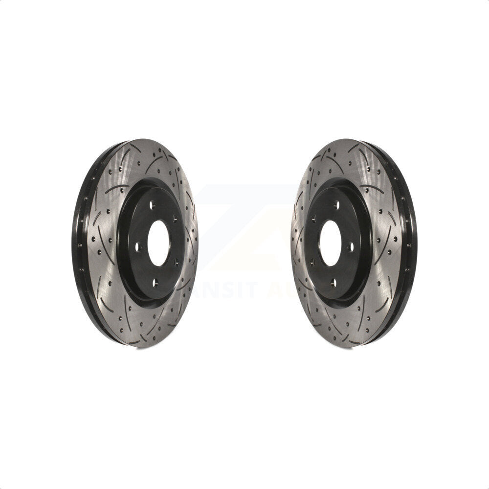 Front Coated Drilled Slotted Disc Brake Rotors Pair For Dodge Grand Caravan Chrysler Journey Town & Country Pacifica Ram C/V Volkswagen Routan Voyager KD-100035