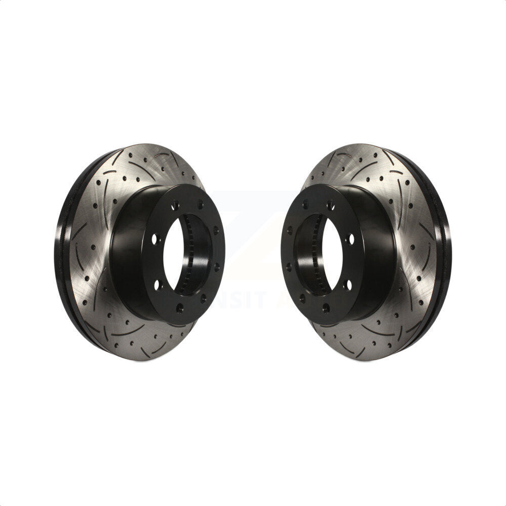 Front Coated Drilled Slotted Disc Brake Rotors Pair For Ford F-250 Super Duty F-350 F-450 KD-100021