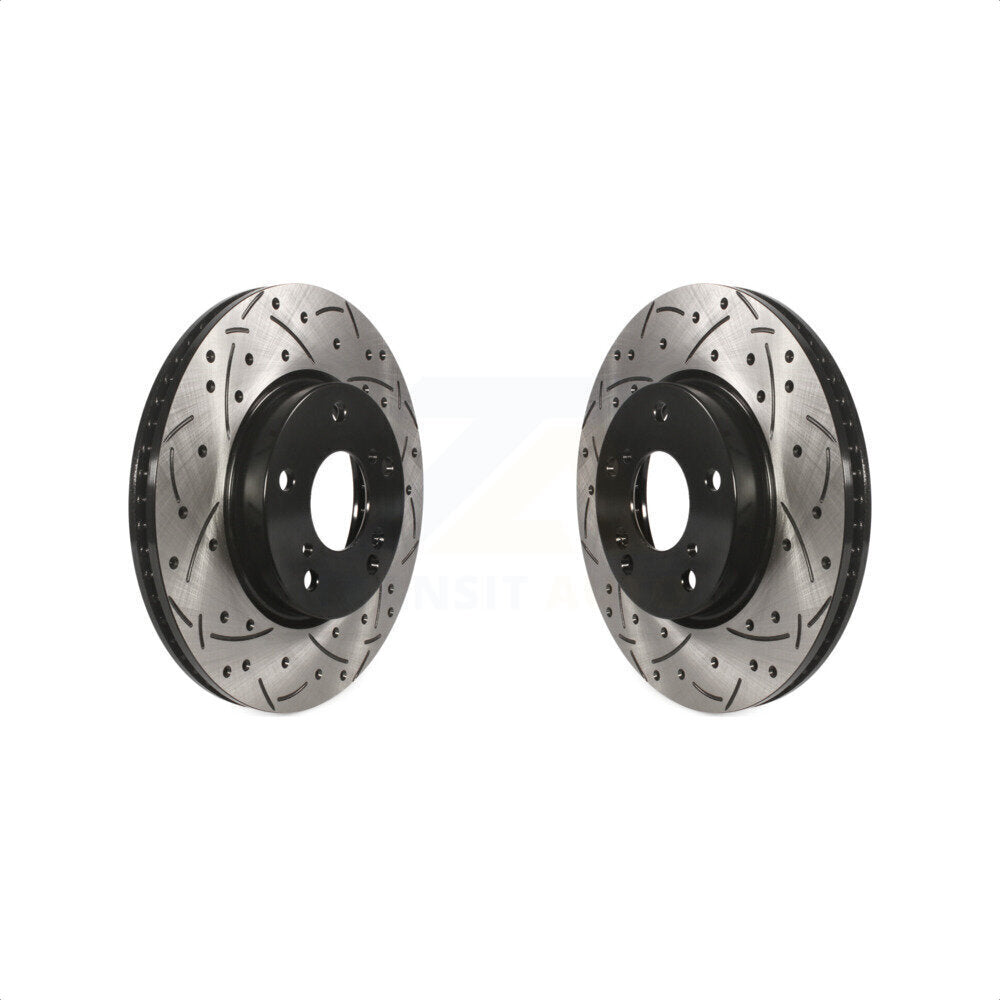 Front Coated Drilled Slotted Disc Brake Rotors Pair For Honda Civic Accord Insight KD-100100