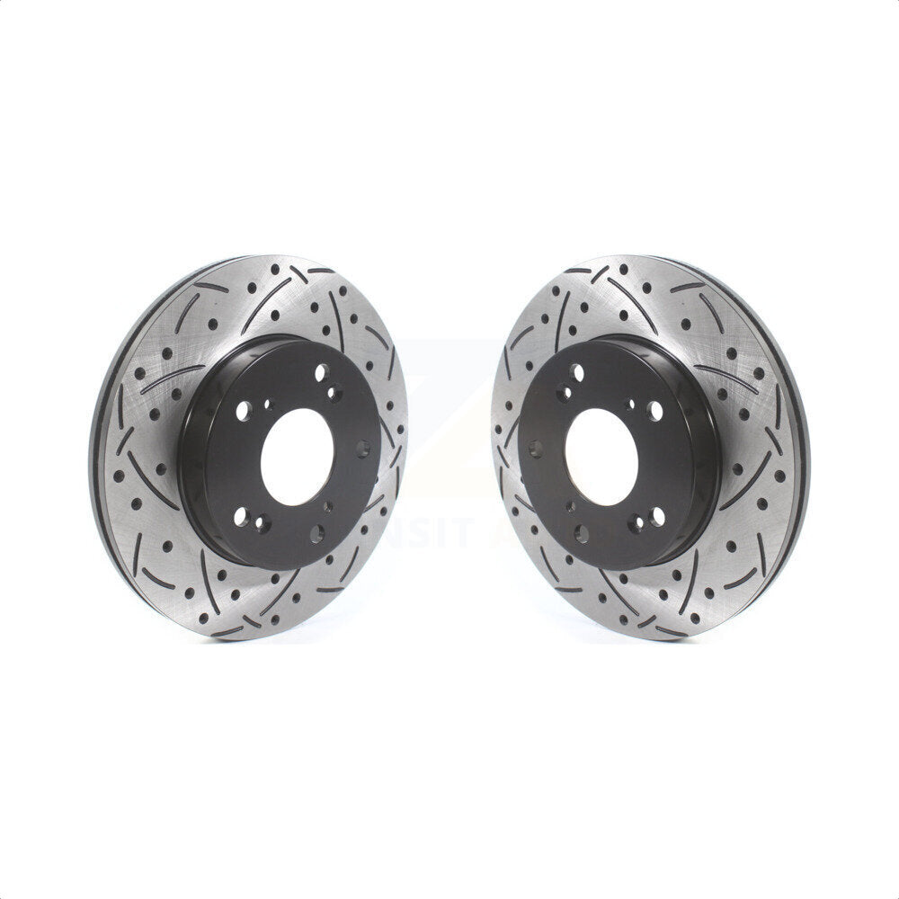 Front Coated Drilled Slotted Disc Brake Rotors Pair For Honda Civic Acura RSX CR-Z KD-100434