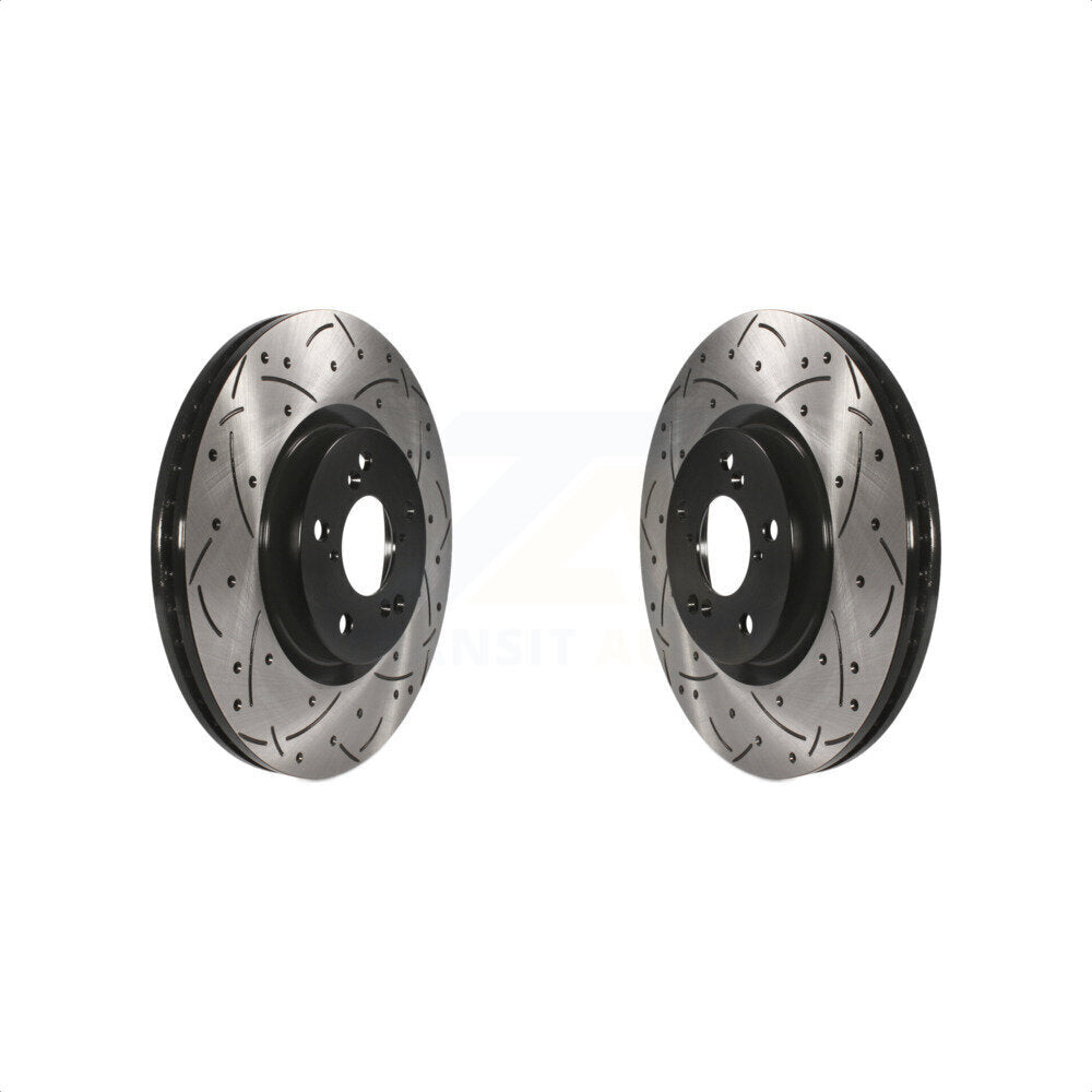 Front Coated Drilled Slotted Disc Brake Rotors Pair For Honda Pilot Acura MDX RLX ZDX KD-100054