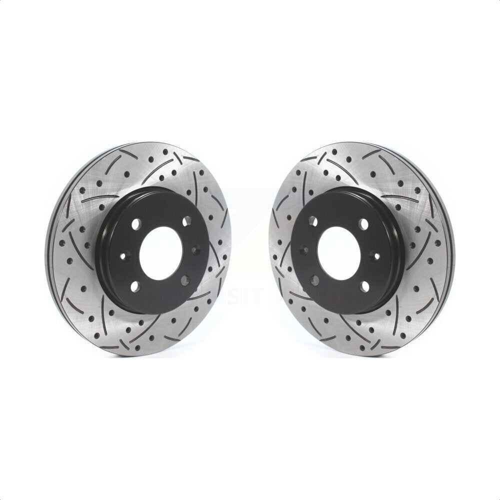 Front Coated Drilled Slotted Disc Brake Rotors Pair For Hyundai Accent Kia Rio KD-100450