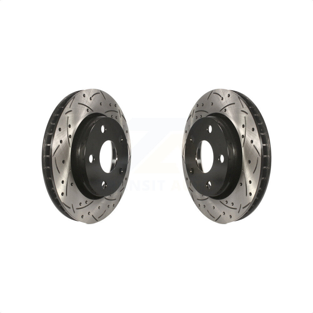 Front Coated Drilled Slotted Disc Brake Rotors Pair For Jeep Wrangler JK KD-100030