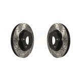Front Coated Drilled Slotted Disc Brake Rotors Pair For Mazda 3 CX-3 Sport KD-100093