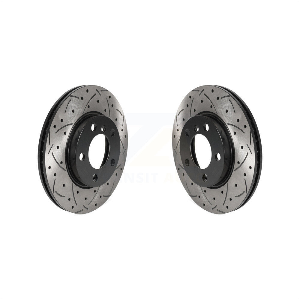 Front Coated Drilled Slotted Disc Brake Rotors Pair For Mini Cooper Countryman Paceman KD-100449
