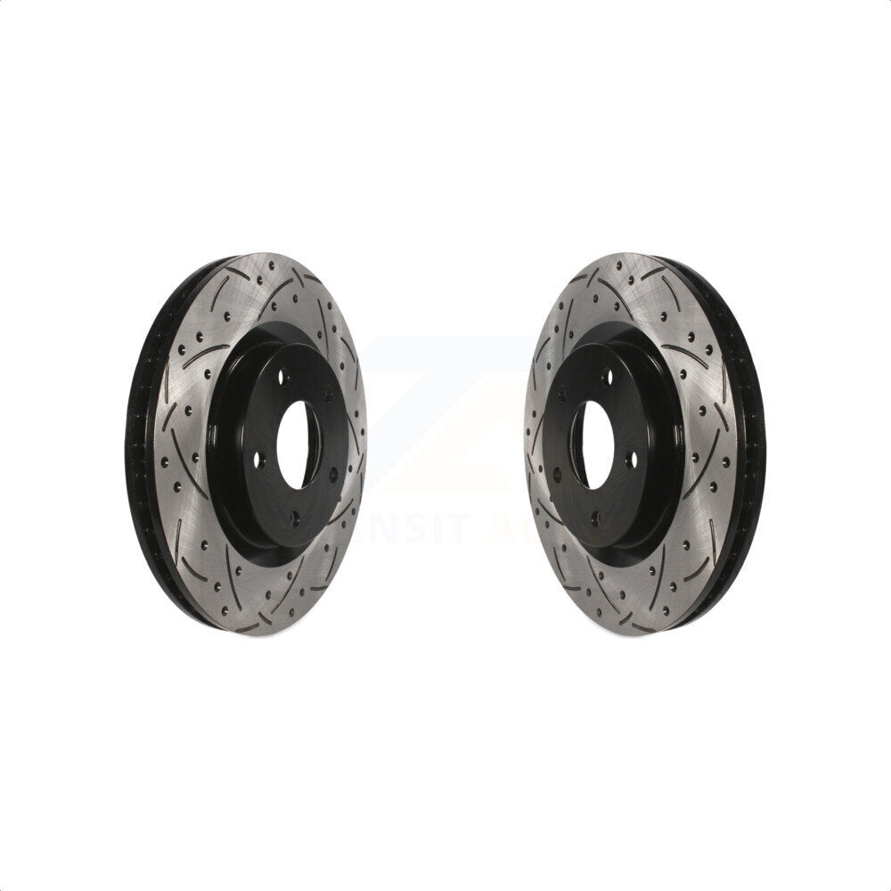 Front Coated Drilled Slotted Disc Brake Rotors Pair For Nissan Rogue Sentra Select KD-100064