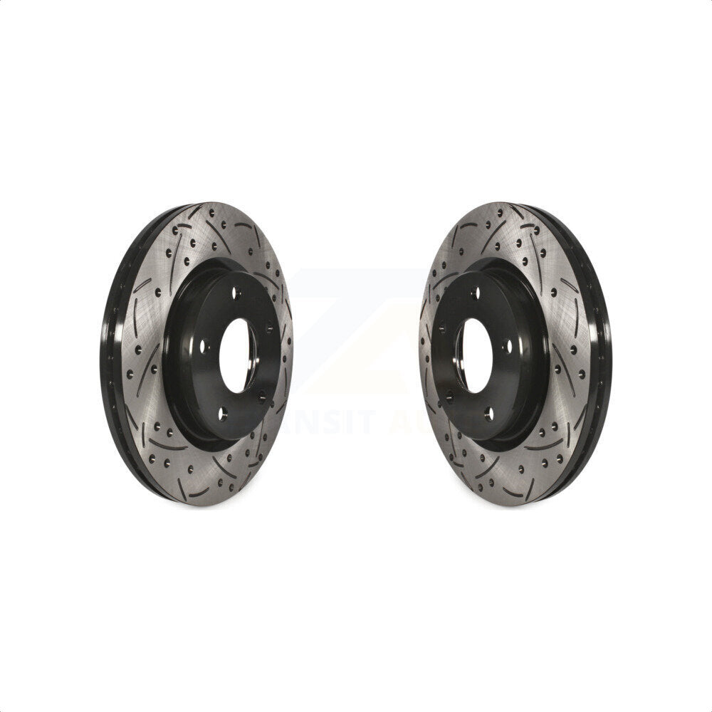 Front Coated Drilled Slotted Disc Brake Rotors Pair For Nissan Sentra KD-100094