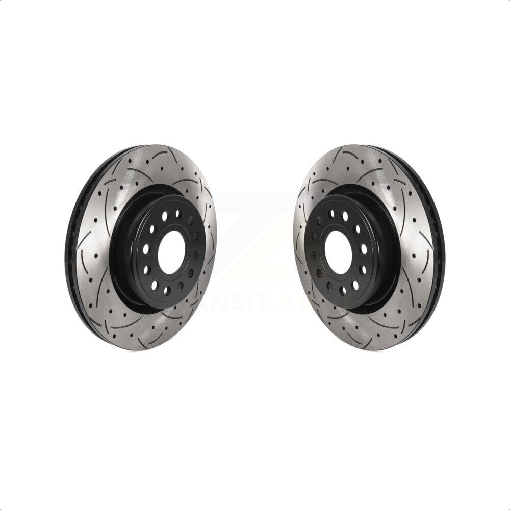 Front Coated Drilled Slotted Disc Brake Rotors Pair For Ram 1500 KD-100432