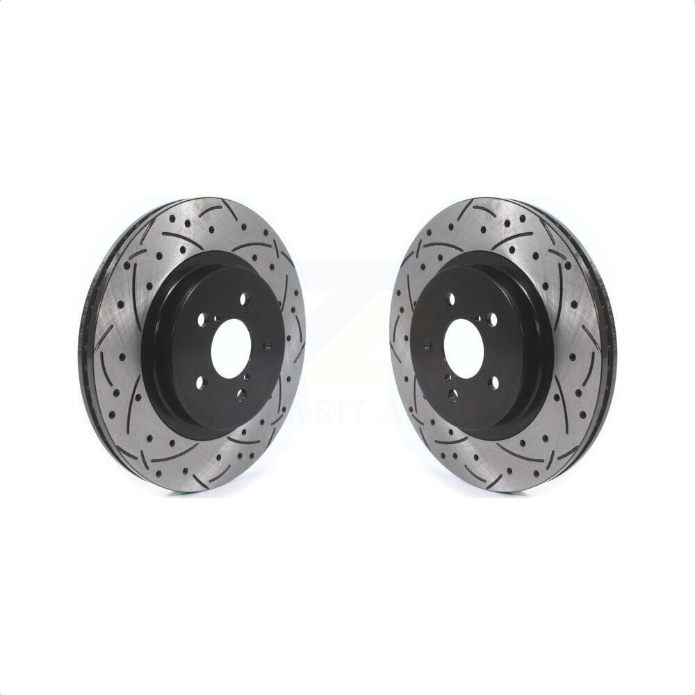 Front Coated Drilled Slotted Disc Brake Rotors Pair For Subaru Crosstrek Impreza KD-100410