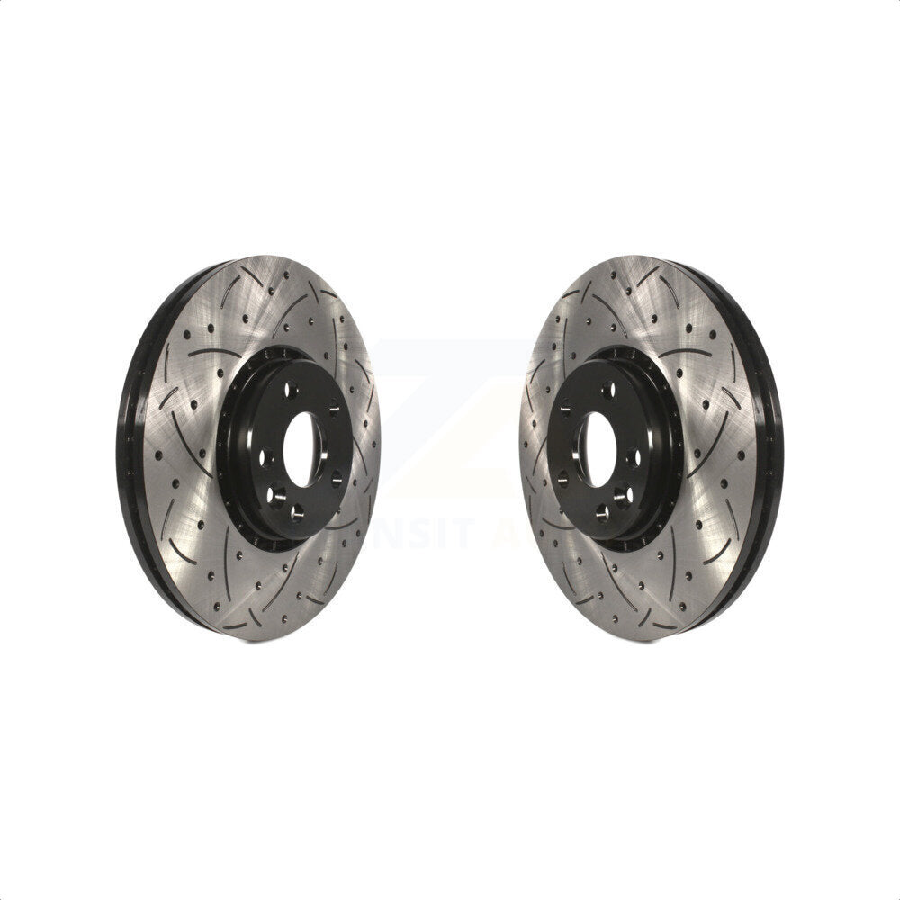 Front Coated Drilled Slotted Disc Brake Rotors Pair For Volvo XC60 KD-100073