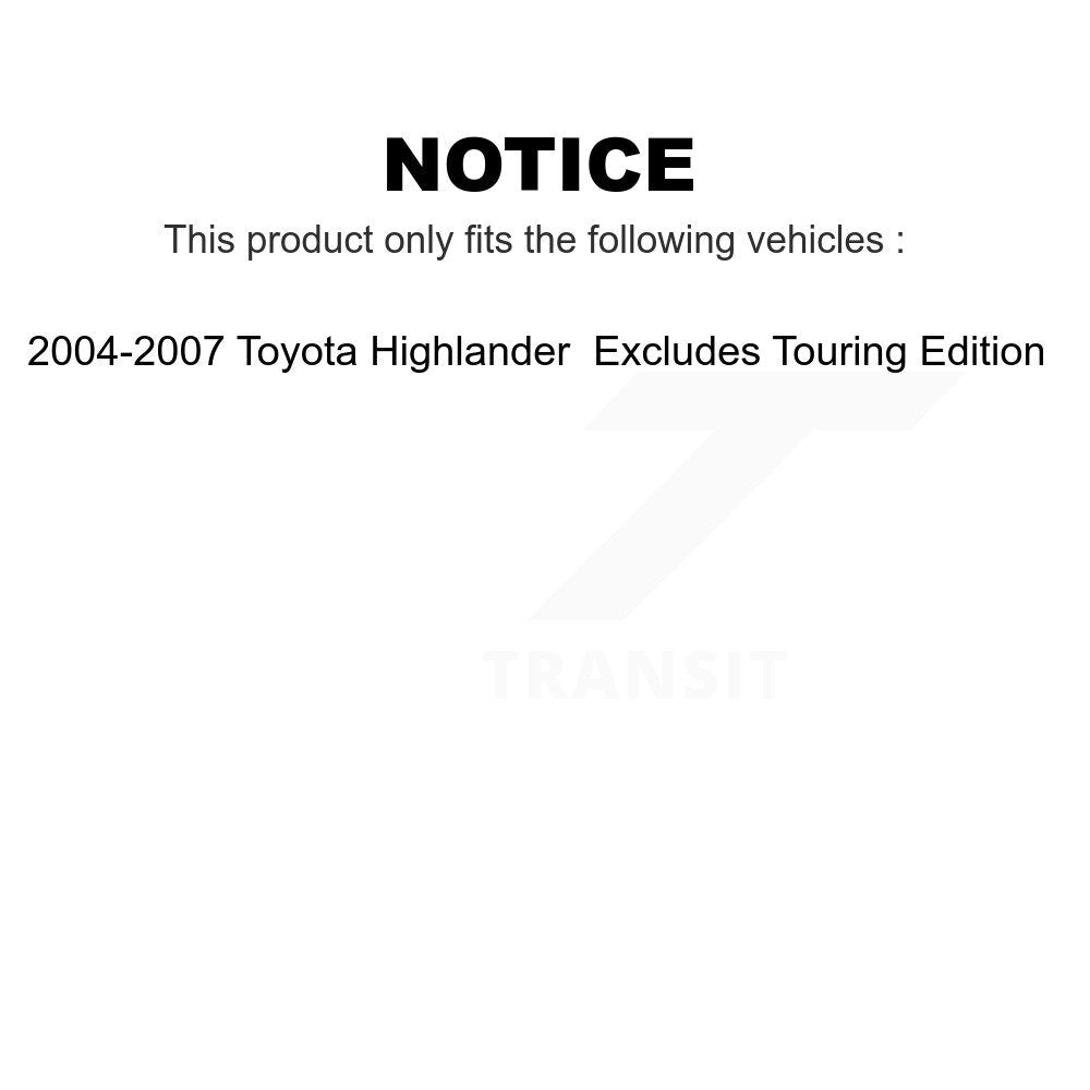 Front Control Arms Assembly And Complete Shock Tie Rods Link Sway Bar Suspension Kit (10Pc) For 2004-2007 Toyota Highlander Excludes Touring Edition KSS-104135