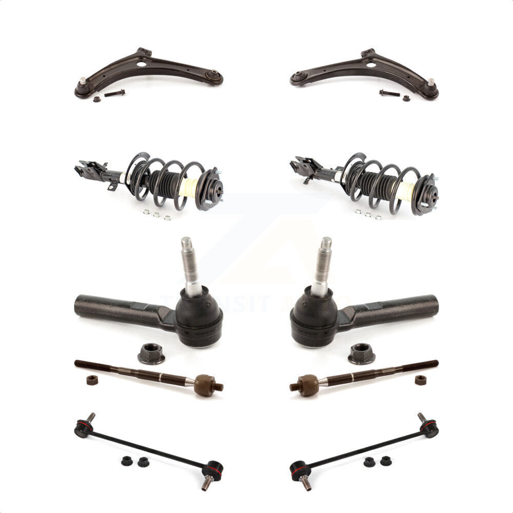Front Control Arms Assembly And Complete Shock Tie Rods Link Sway Bar Suspension Kit (10Pc) For 2007-2008 Dodge Caliber SXT Premium R T SE Excludes 1.8 Liter Engine SRT4 Models KSS-104021