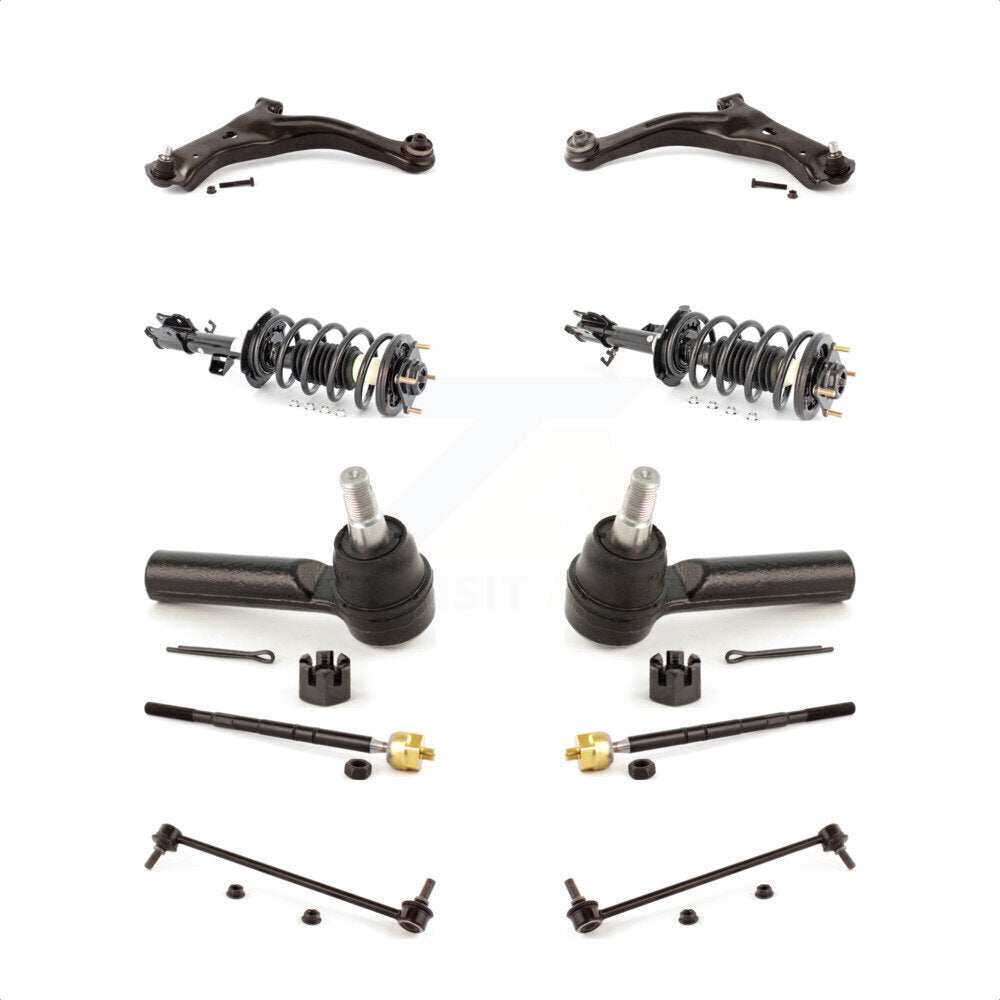 Front Control Arms Assembly And Complete Shock Tie Rods Link Sway Bar Suspension Kit (10Pc) For 2008-2009 Mazda Tribute With 16mm Diameter Thread At Outer End KSS-104023
