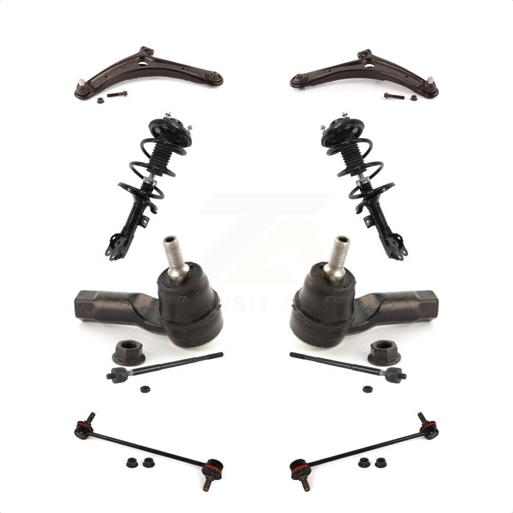 Front Control Arms Assembly And Complete Shock Tie Rods Link Sway Bar Suspension Kit (10Pc) For 2011 Mitsubishi Lancer ES GT Sportback SE DE Excludes GTS Models KSS-104027