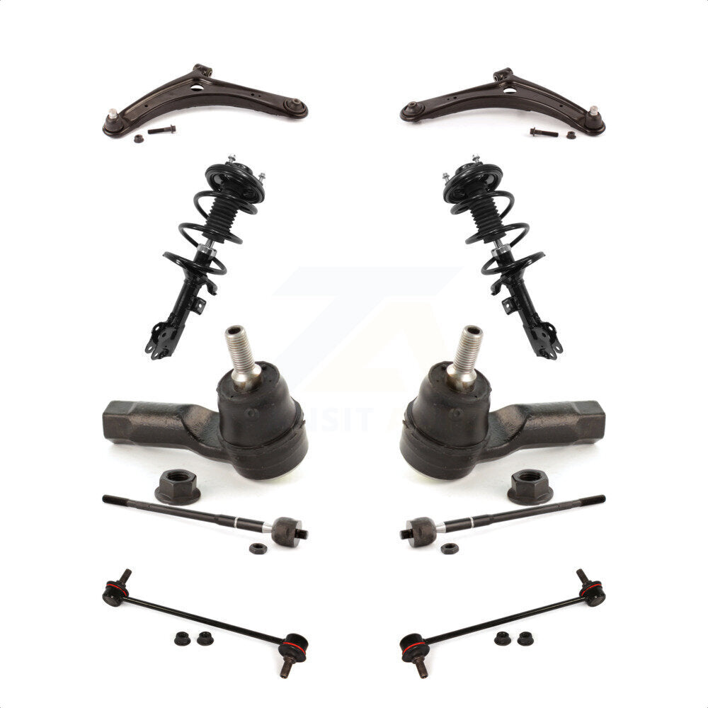 Front Control Arms Assembly And Complete Shock Tie Rods Link Sway Bar Suspension Kit (10Pc) For Mitsubishi Lancer Excludes GTS Models KSS-104026