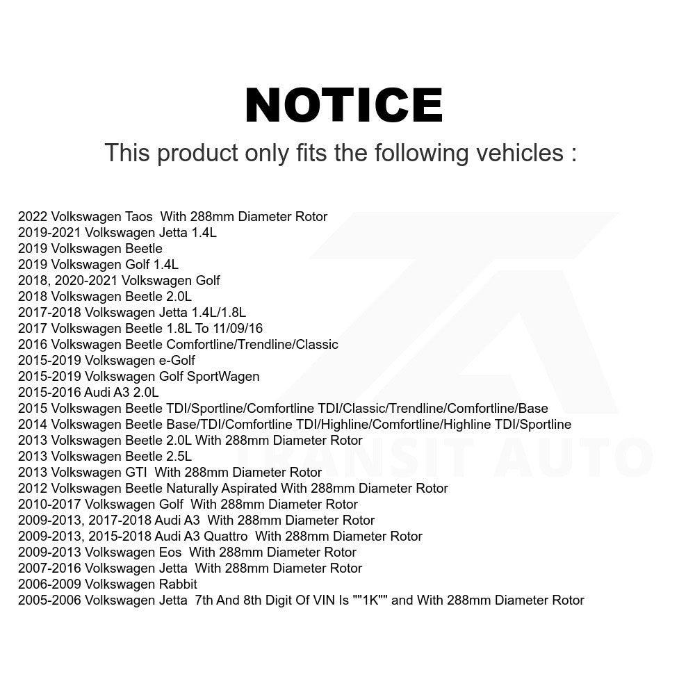 Front Disc Brake Rotor 8-980456 For Volkswagen Jetta Beetle Audi Golf A3 Rabbit SportWagen Quattro Eos e-Golf GTI Taos