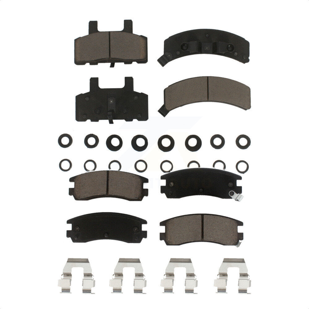 Front Rear Ceramic Brake Pads Kit For 1999 Cadillac DeVille Drum rear brakes KCX-100125